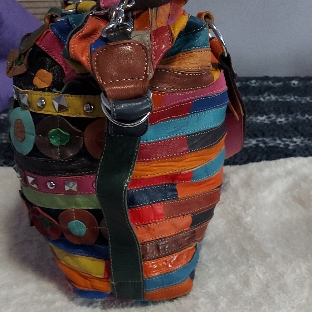 Multicolor Patchwork Shoulder Bag - image 5